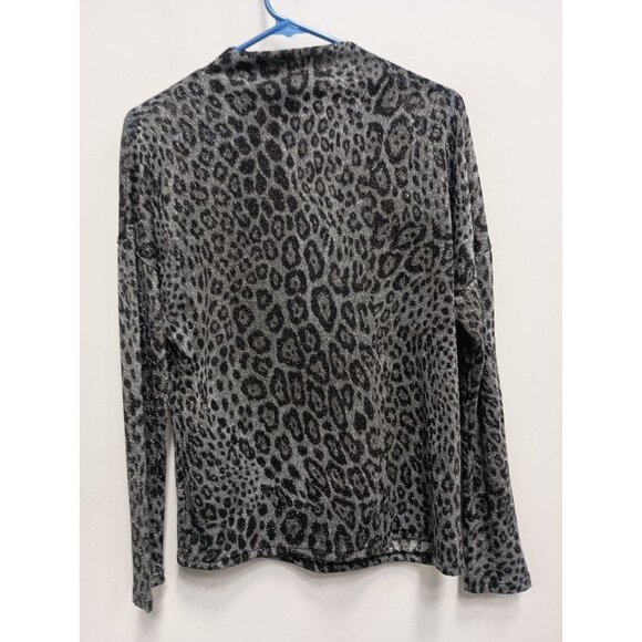 INC International Concept Womens Sweater Small Animal Print Metallic Mock Neck - Picture 7 of 8